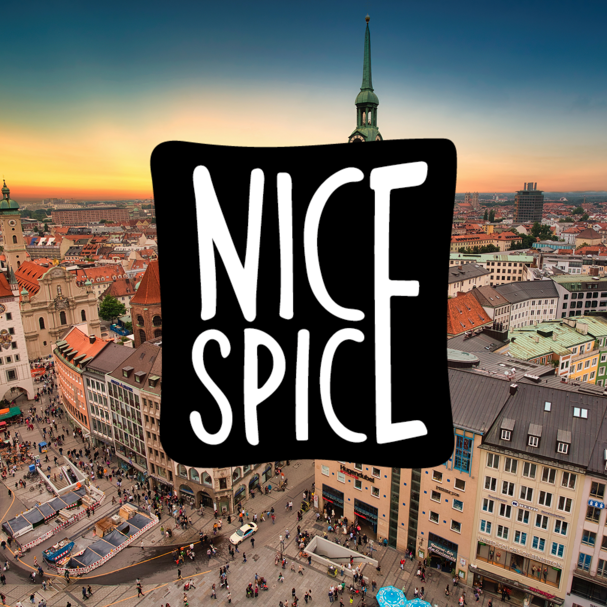 Nice Spice Logo vor der Münchener Skyline