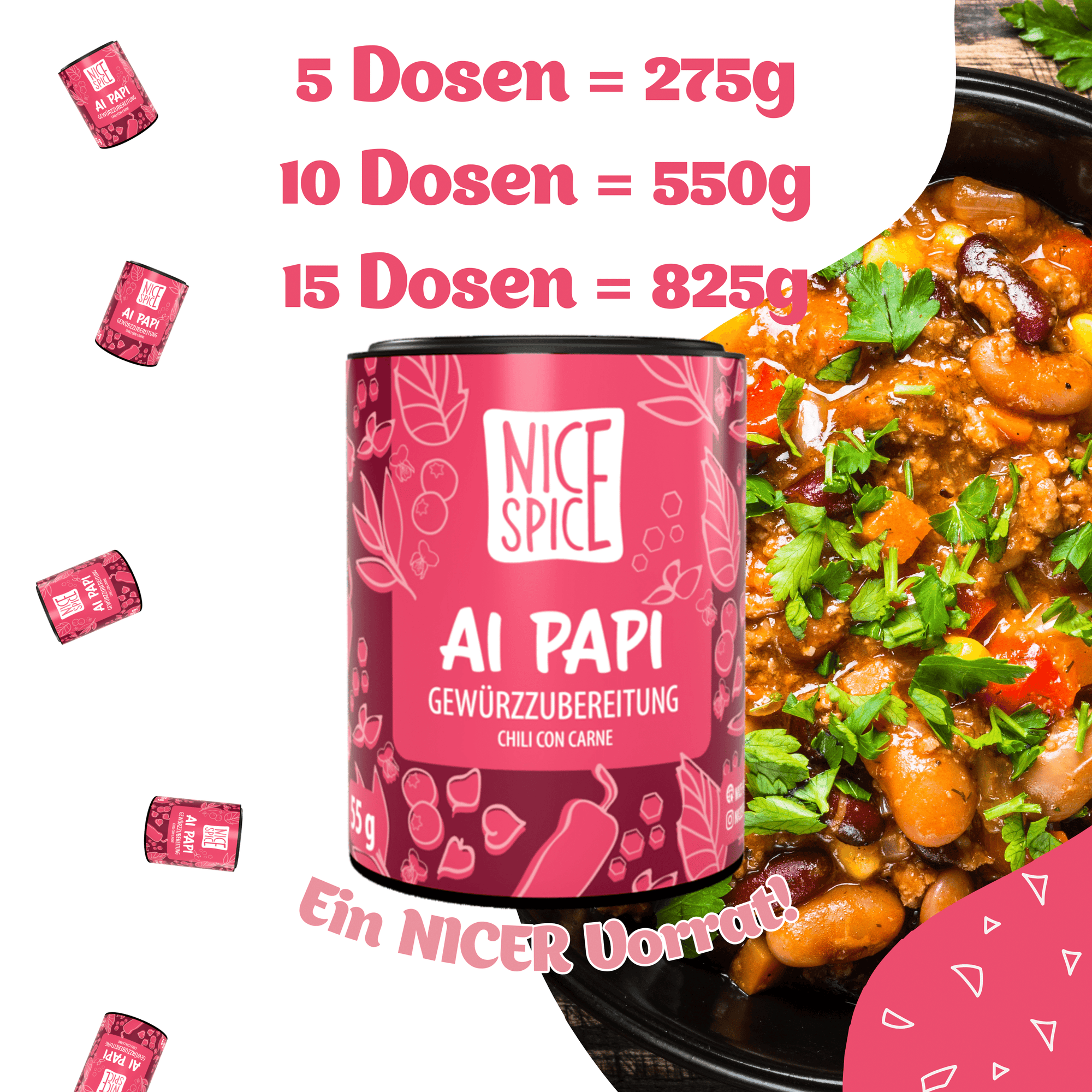 NICE SPICE Chili con Carne Gewürz 15 x 65g