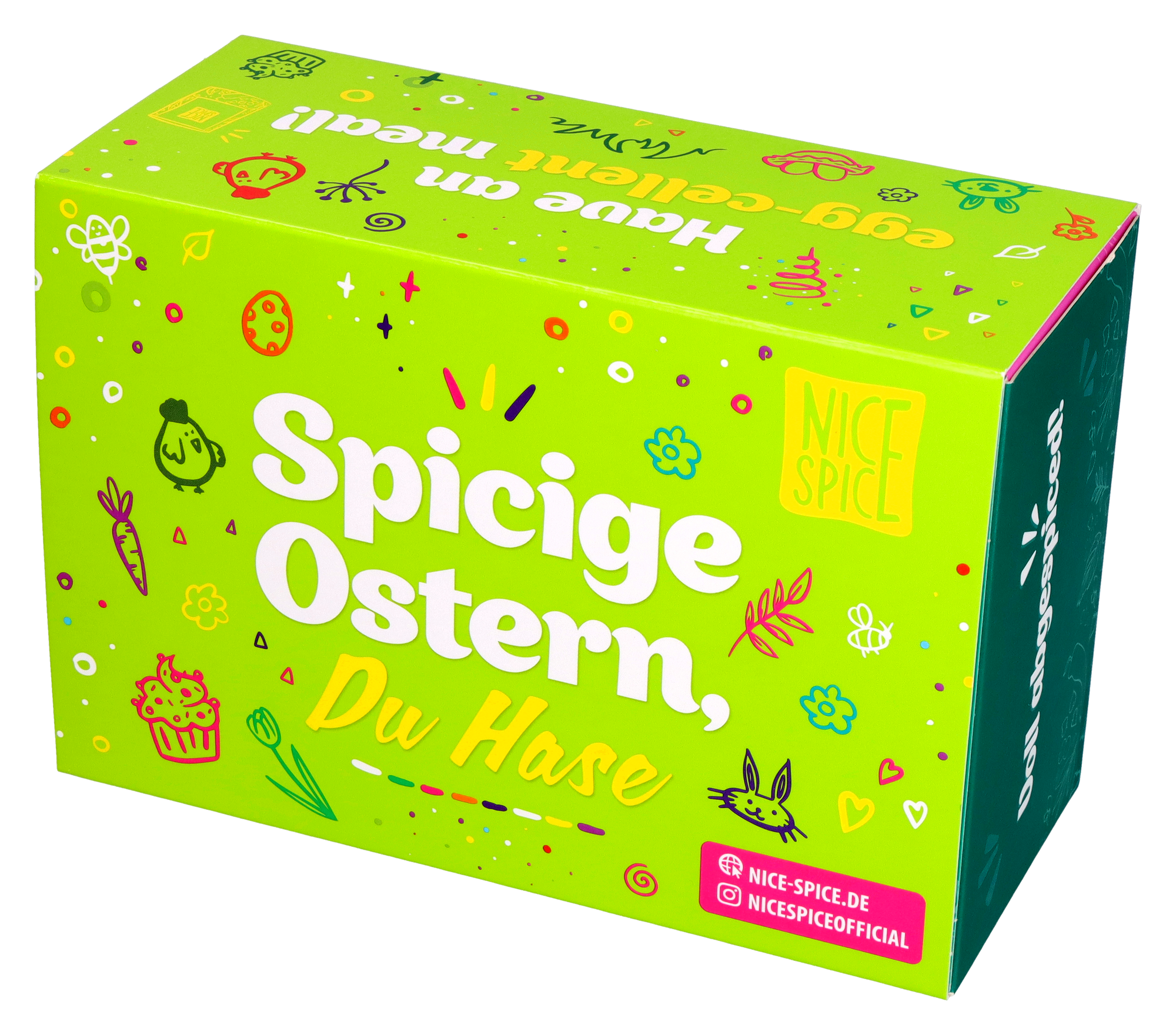 NICE SPICE Osterbox Spicige Ostern Seitansicht links hellgrüne Box